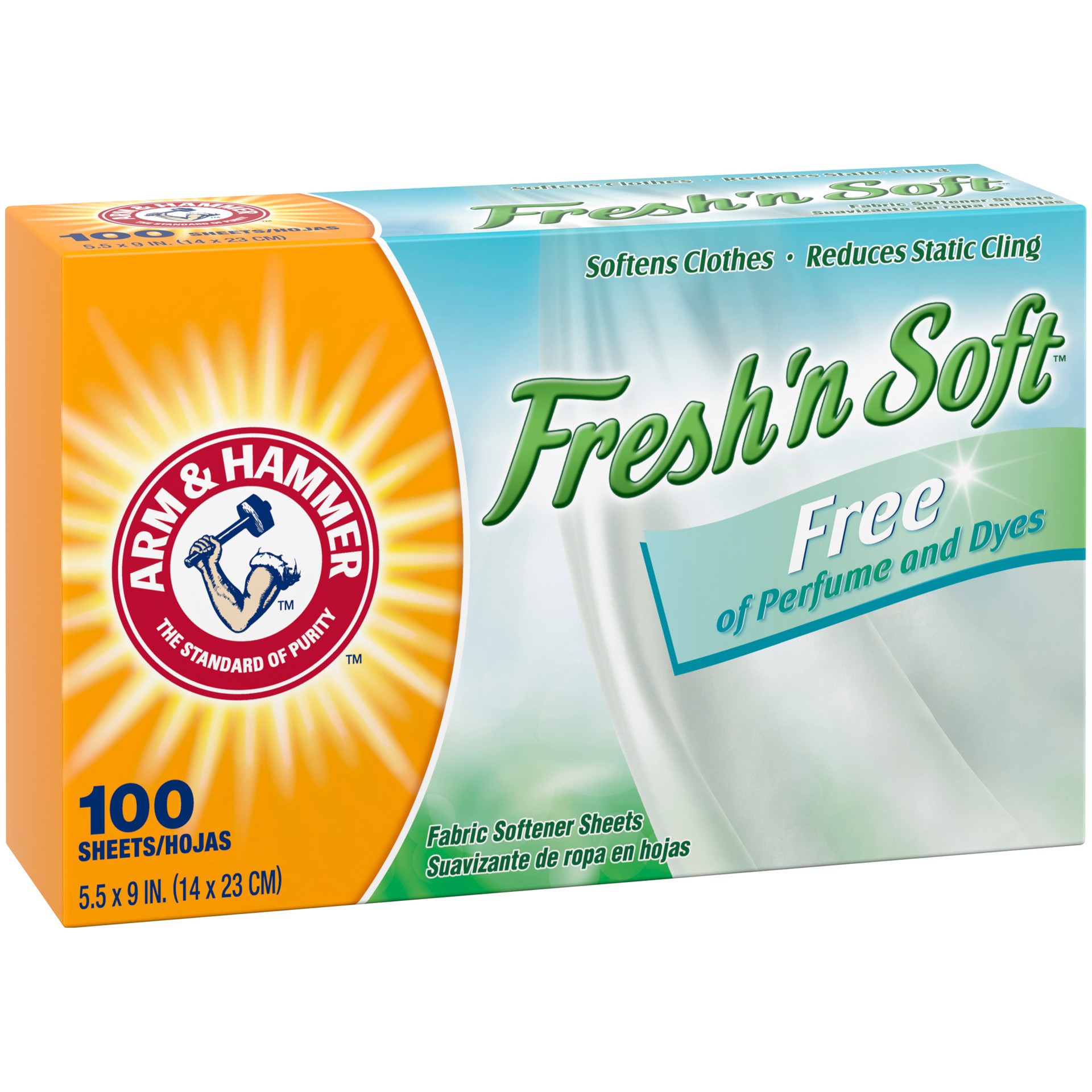 slide 2 of 5, ARM & HAMMER Fabric Softener Sheets, Free of Perfumes and Dyes, 100 ct, 100 ct