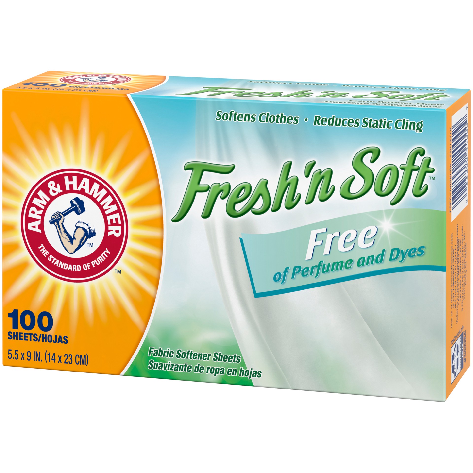 slide 4 of 5, ARM & HAMMER Fabric Softener Sheets, Free of Perfumes and Dyes, 100 ct, 100 ct