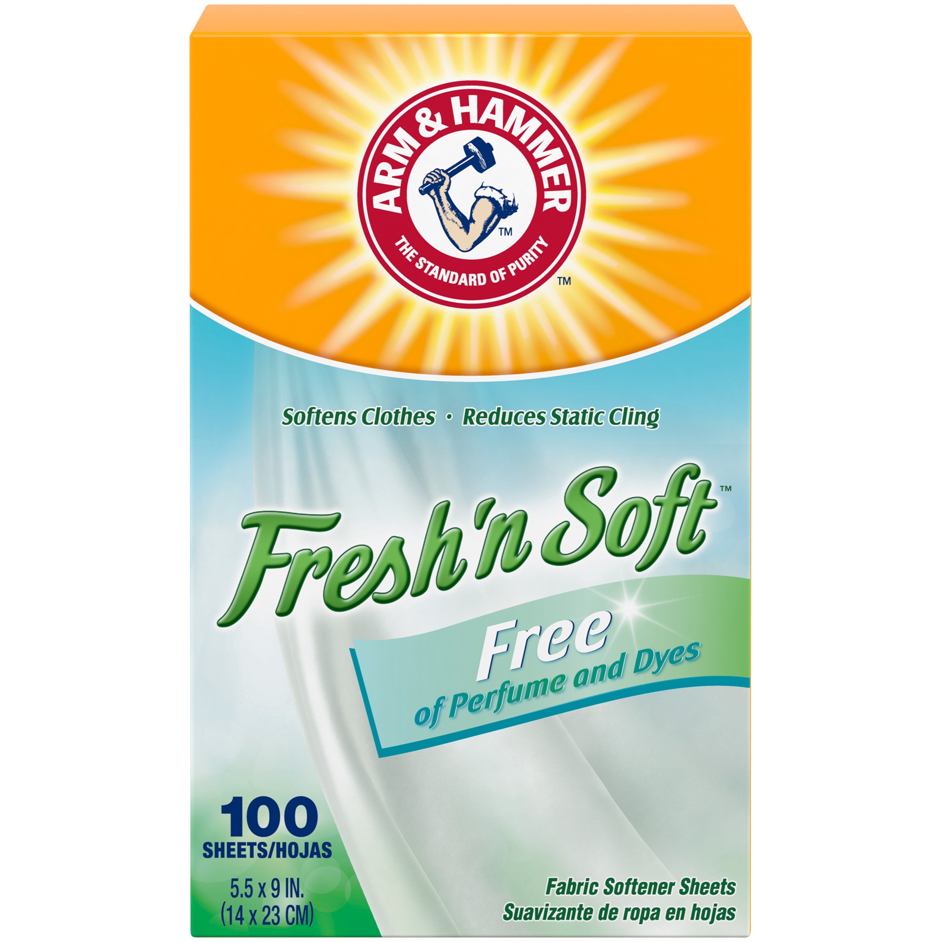 slide 5 of 5, ARM & HAMMER Fabric Softener Sheets, Free of Perfumes and Dyes, 100 ct, 100 ct