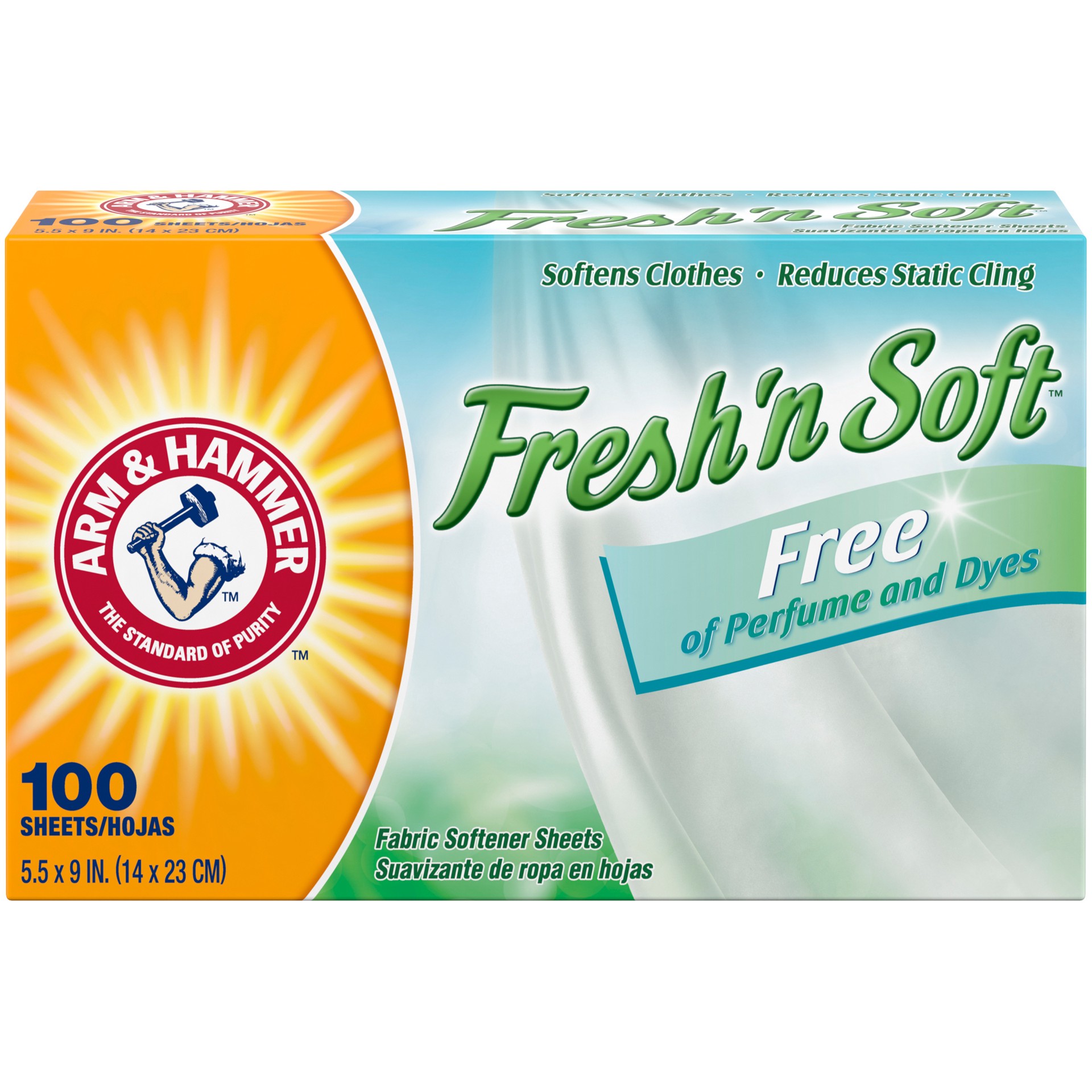 slide 1 of 5, ARM & HAMMER Fabric Softener Sheets, Free of Perfumes and Dyes, 100 ct, 100 ct