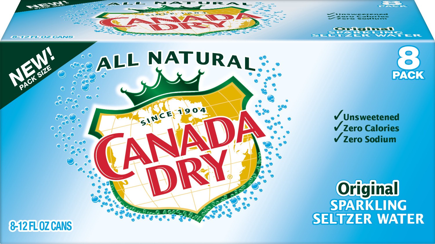 slide 1 of 3, Canada Dry Original Sparkling Seltzer Water, 12 fl oz cans, 8 pack, 8 ct