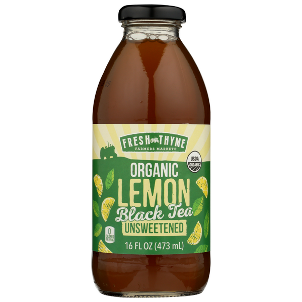 slide 1 of 1, Fresh Thyme Org Unsweetend Lemon Black Tea, 16 fl oz