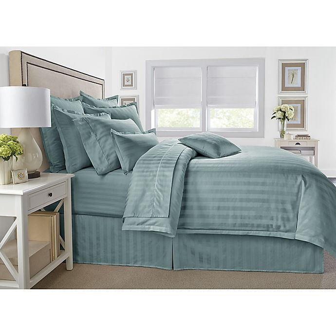 slide 1 of 1, Wamsutta 500-Thread-Count PimaCott Damask Stripe Full/Queen Comforter Set - Aqua, 1 ct