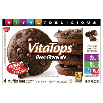 slide 1 of 6, VitaTops Deep Chocolate Muffin Tops, 4 ct; 2 oz