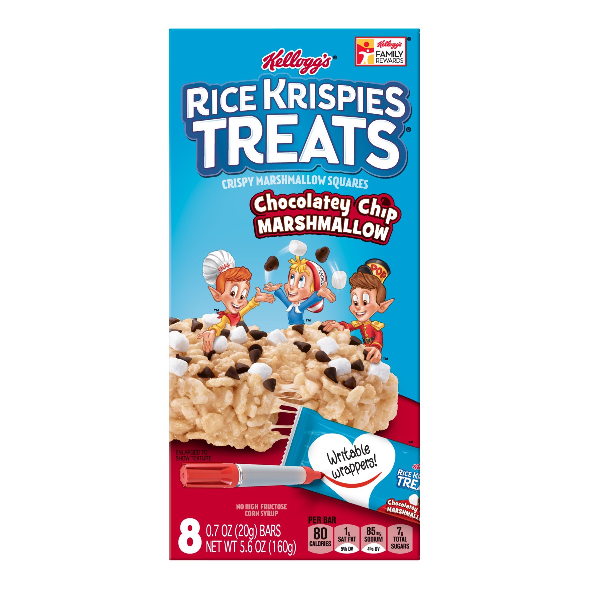 slide 5 of 7, Rice Krispies Treats Chocolatey Chip Marshmallow Crispy Marshmallow Squares, 8 ct; 0.7 oz