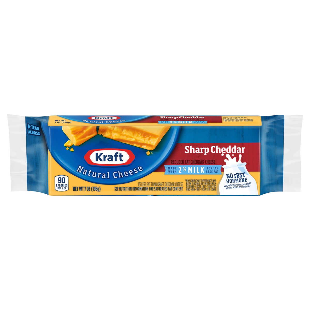 slide 1 of 14, Kraft Sharp Cheddar Cheese with 2% Milk, 7 oz Block, 7 oz