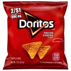 Doritos Tortilla Chips Nacho Cheese Flavored 1 Oz