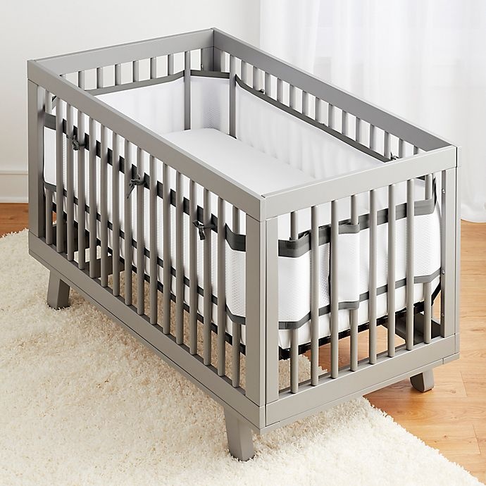 slide 1 of 6, BreathableBaby Breathable Deluxe Mesh Crib Liner - Charcoal Linen, 1 ct