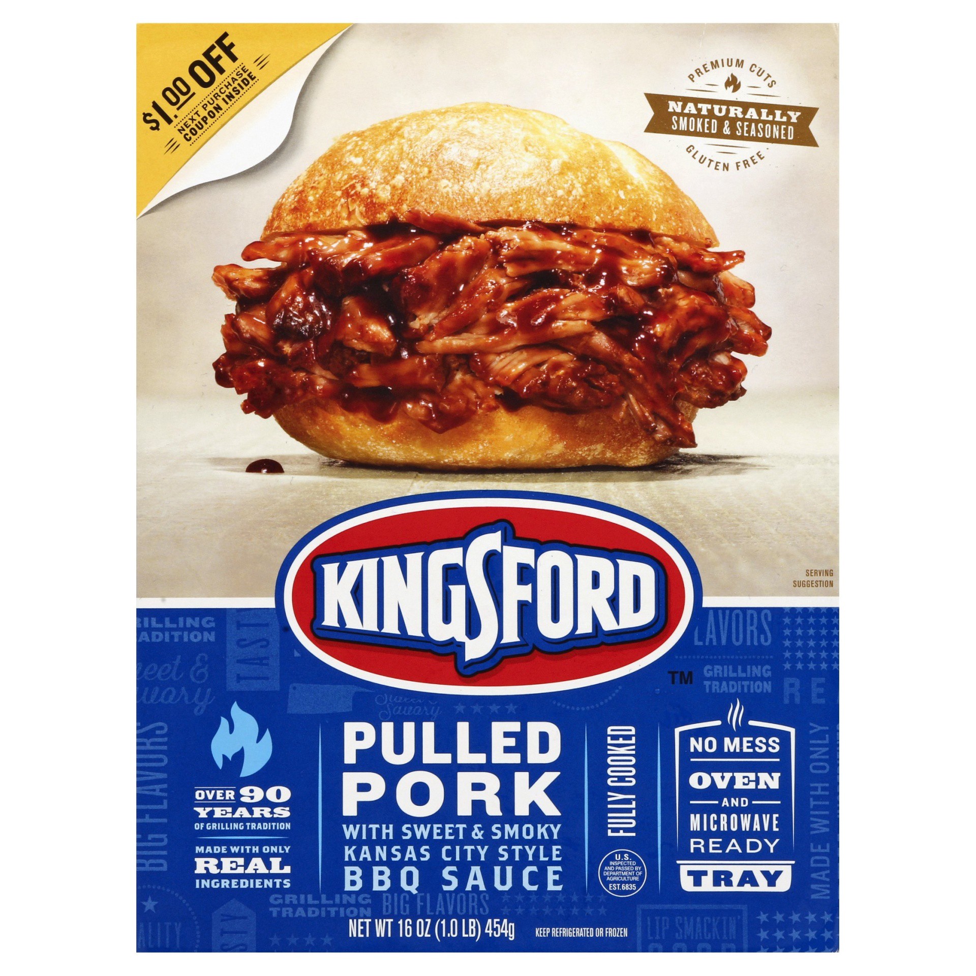 slide 1 of 3, Kingsford Pulled Pork 16 oz. Tray, 16 oz