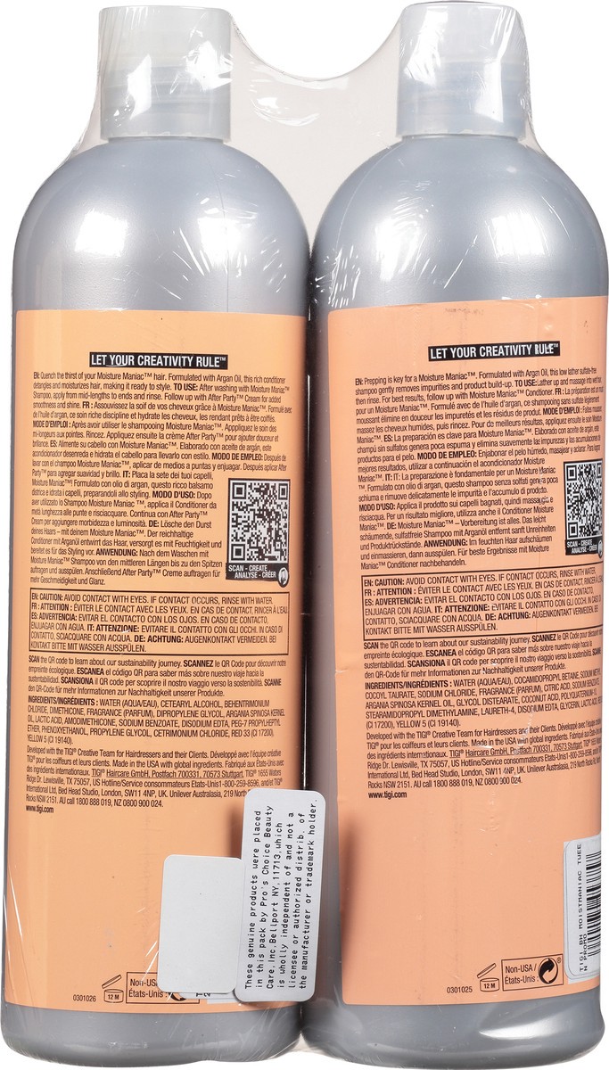 slide 4 of 11, Bed Head Moisture Maniac Moisturizing Shampoo & Conditioner 2 - 25.36 fl oz Bottle, 2 ct