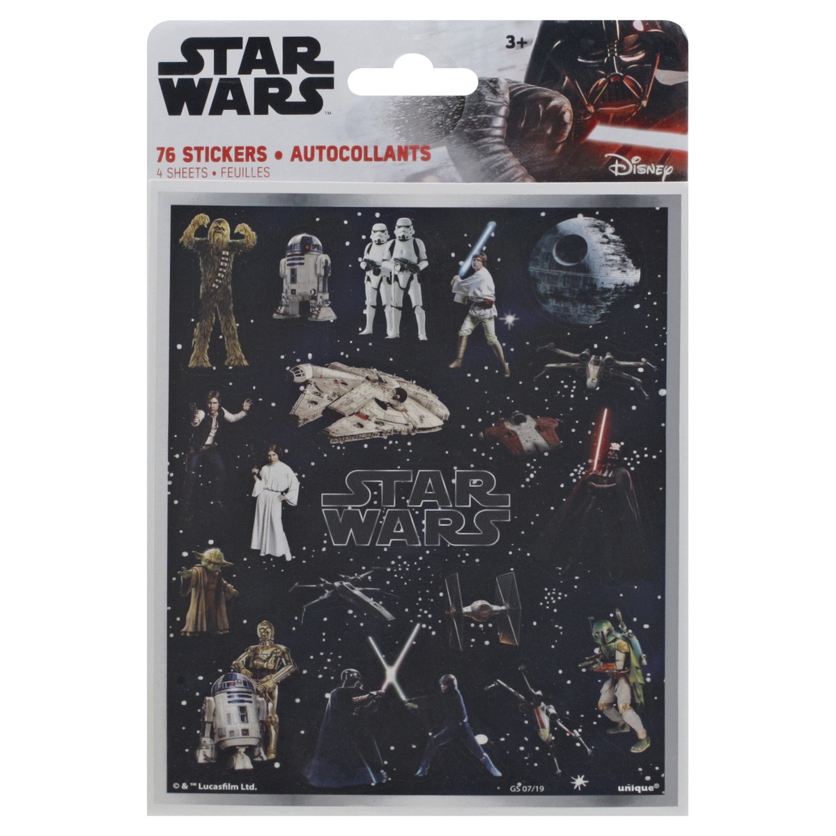 slide 1 of 1, Unique Industries Classic Star Wars Sticker Sheets, 4 ct