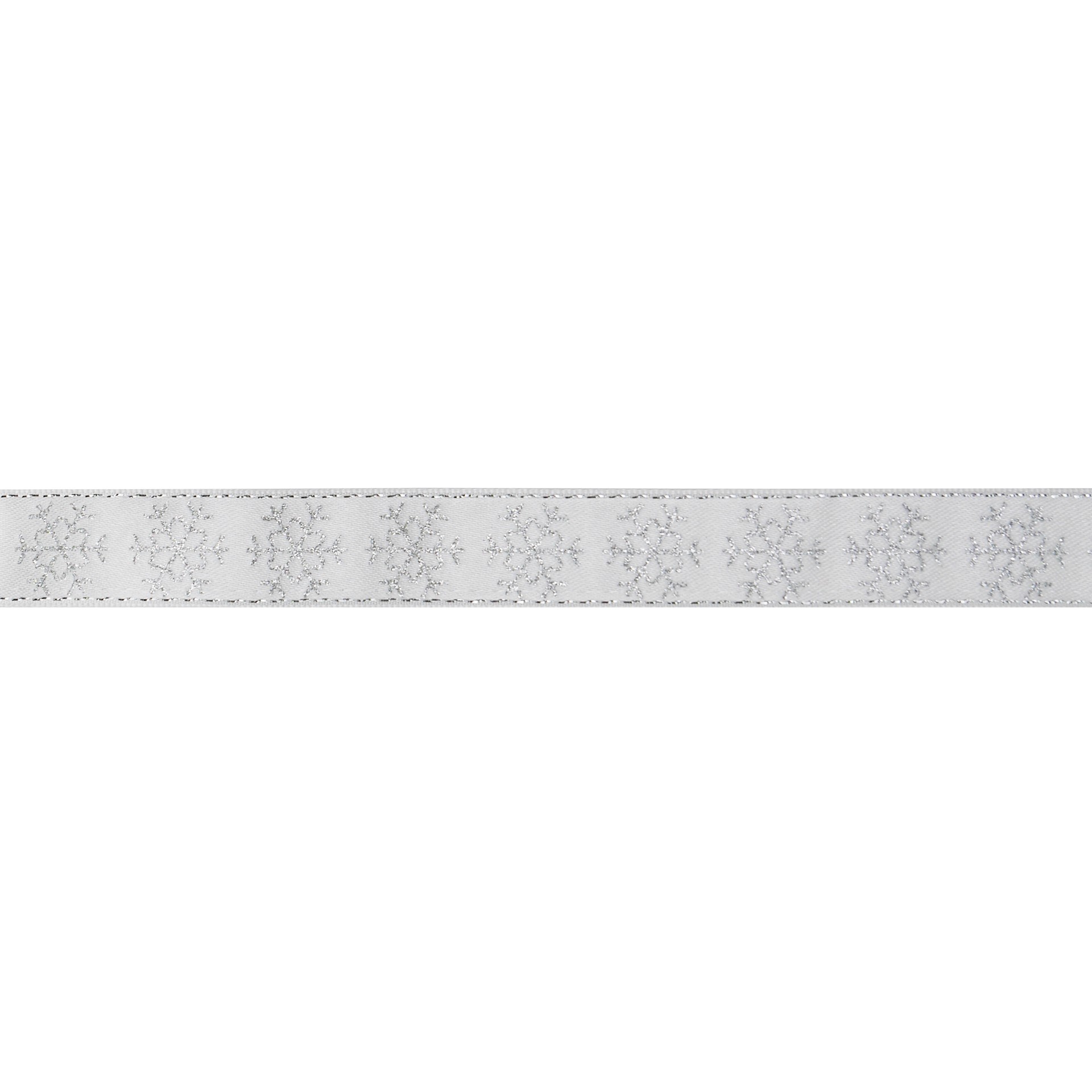 slide 3 of 3, 7/8" X 30ft. Silver Glitter Snowflake White Satin Ribbon By Celebrate It, 7/8 in x 30 ft