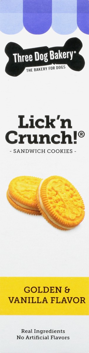 slide 7 of 9, Three Dog Bakery Lick''n Crunch Sandwich Cookies Golden & Vanilla Flavor Treats for Dogs 13 oz, 13 oz