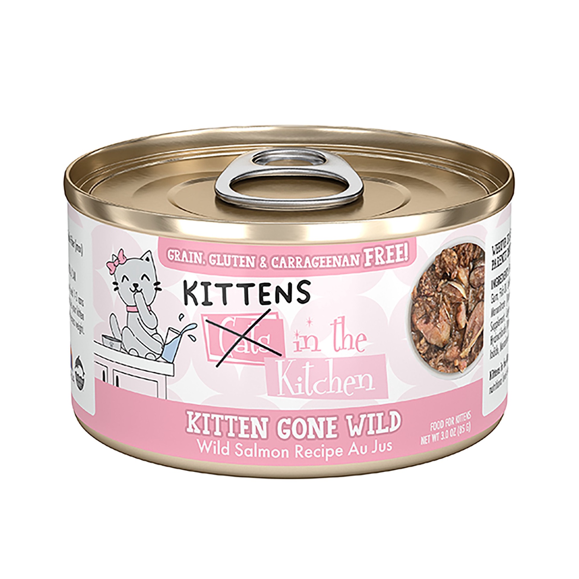 slide 1 of 1, Weruva Cats in the Kitchen Kitten Gone Wild Salmon Recipe Au Jus Wet Cat Food, 3 oz., 1 ct