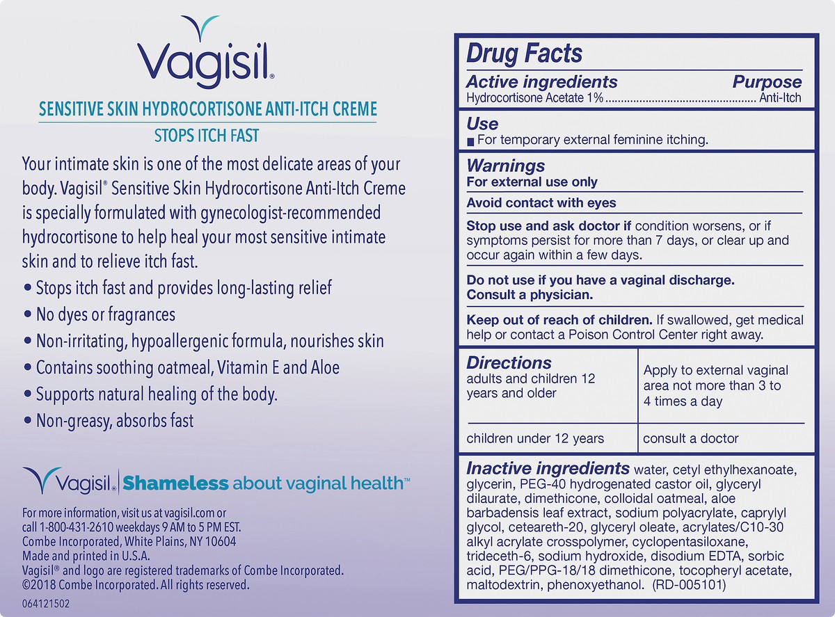 slide 3 of 7, Vagisil Sensitive Skin 1% Hydrocortisone Anti-Itch Creme 1 oz, 1 oz