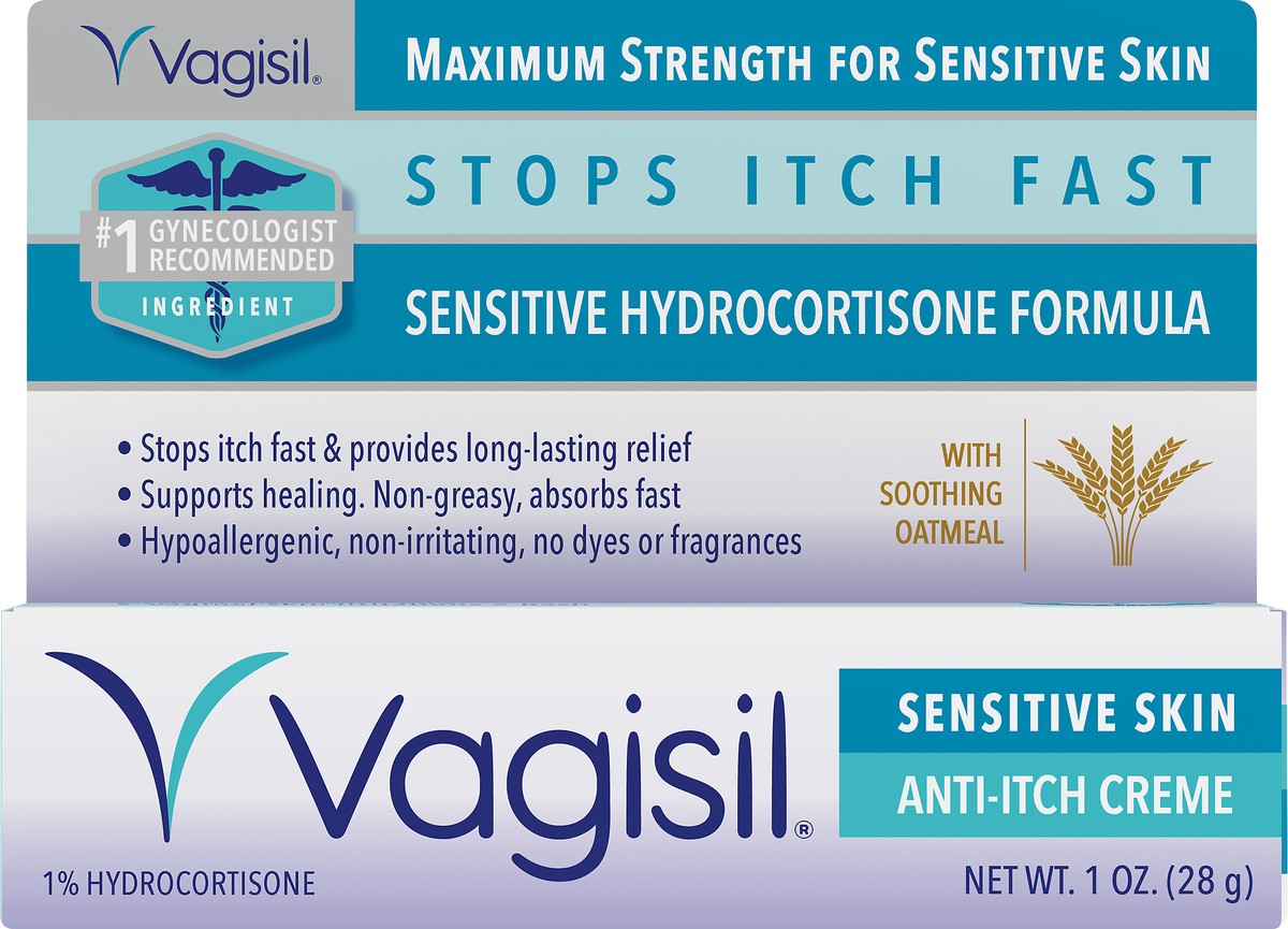 slide 4 of 7, Vagisil Sensitive Skin 1% Hydrocortisone Anti-Itch Creme 1 oz, 1 oz
