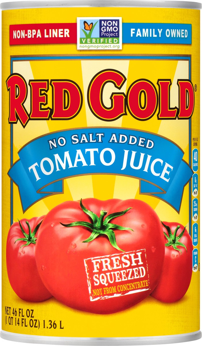 slide 8 of 11, Red Gold No Salt Added Tomato Juice, 46 fl oz