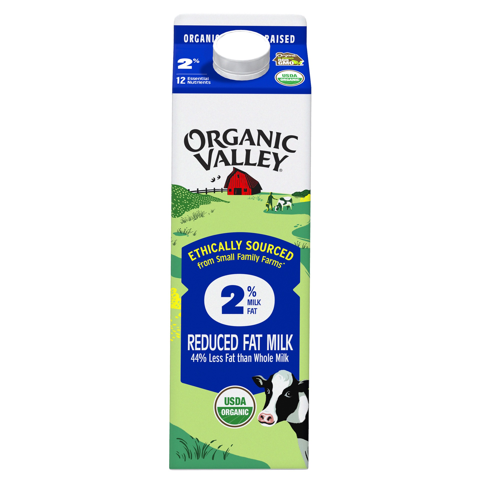 slide 1 of 13, ORGANIC VALLEY 2% (Reduced Fat) Organic Milk - Ultra Pasteurized, 32 oz, 32 oz