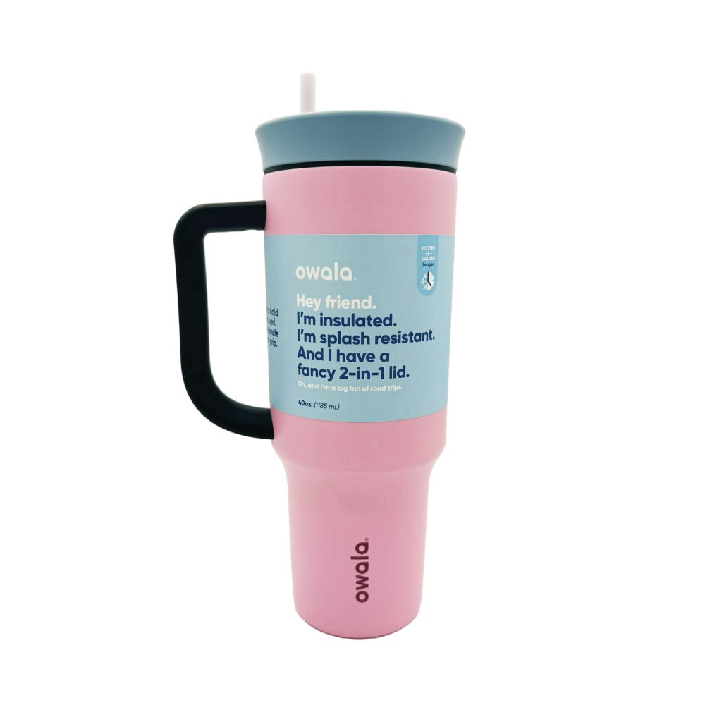 slide 1 of 1, Owala 40 Oz Travel Tumbler Ss Pink Skies, 40 oz
