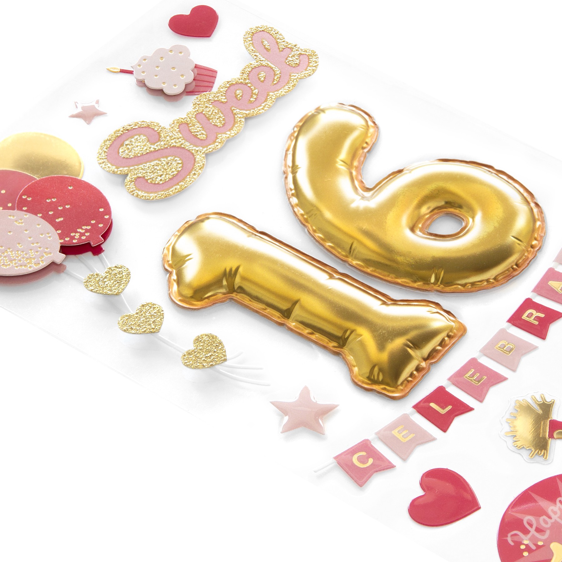 slide 2 of 3, Sweet 16 Dimensional Stickers By Recollections, 3.875 in x 7 in