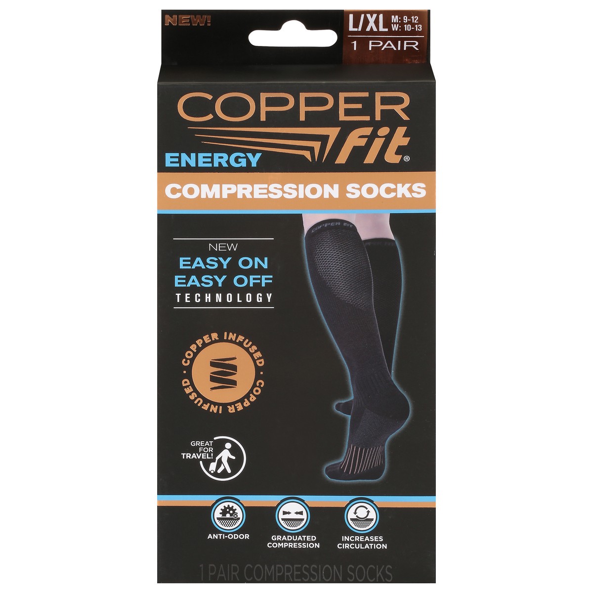 slide 2 of 11, Copper Fit L/XL Compression Socks 1 ea, 1 ct