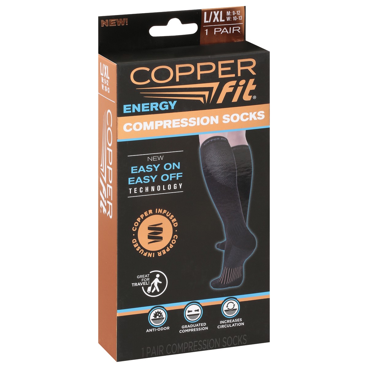 slide 3 of 11, Copper Fit L/XL Compression Socks 1 ea, 1 ct