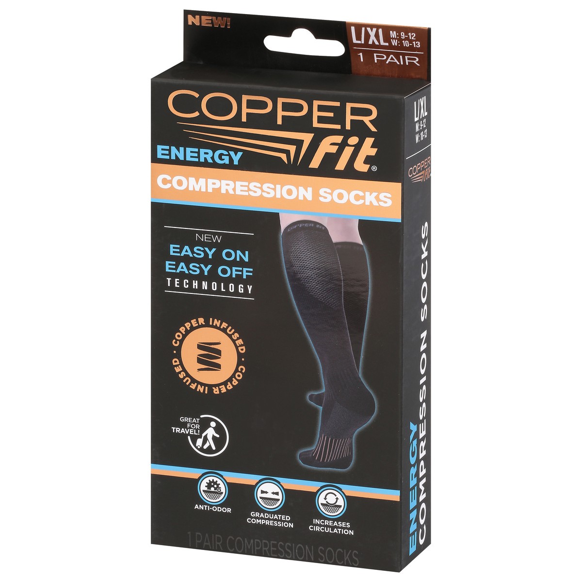 slide 6 of 11, Copper Fit L/XL Compression Socks 1 ea, 1 ct