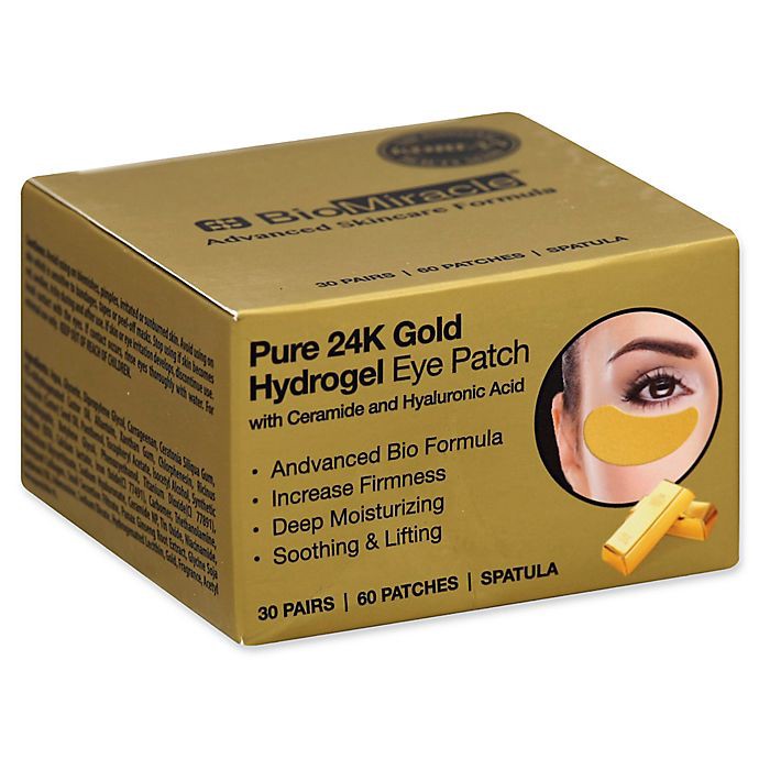 slide 1 of 4, BioMiracle Pure 24K Gold Hydrogel Eye Mask Patch, 30 ct