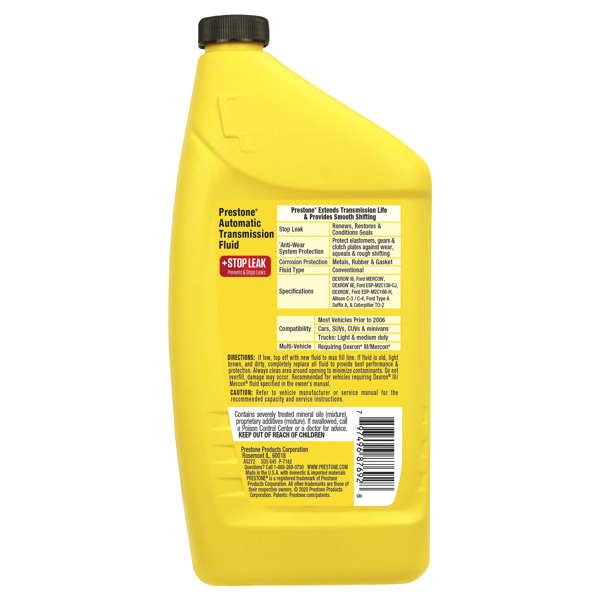 slide 2 of 5, Prestone Automatic Transmission Fluid + Stop Leak (ATF), 32 oz