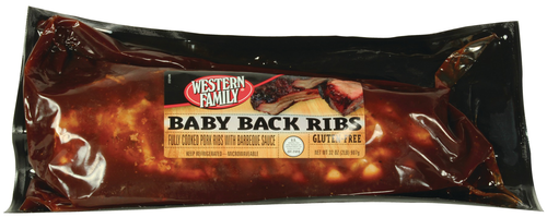 slide 1 of 1, Western Family Baby Back Rib Cookd W/Sauce, 2 lb