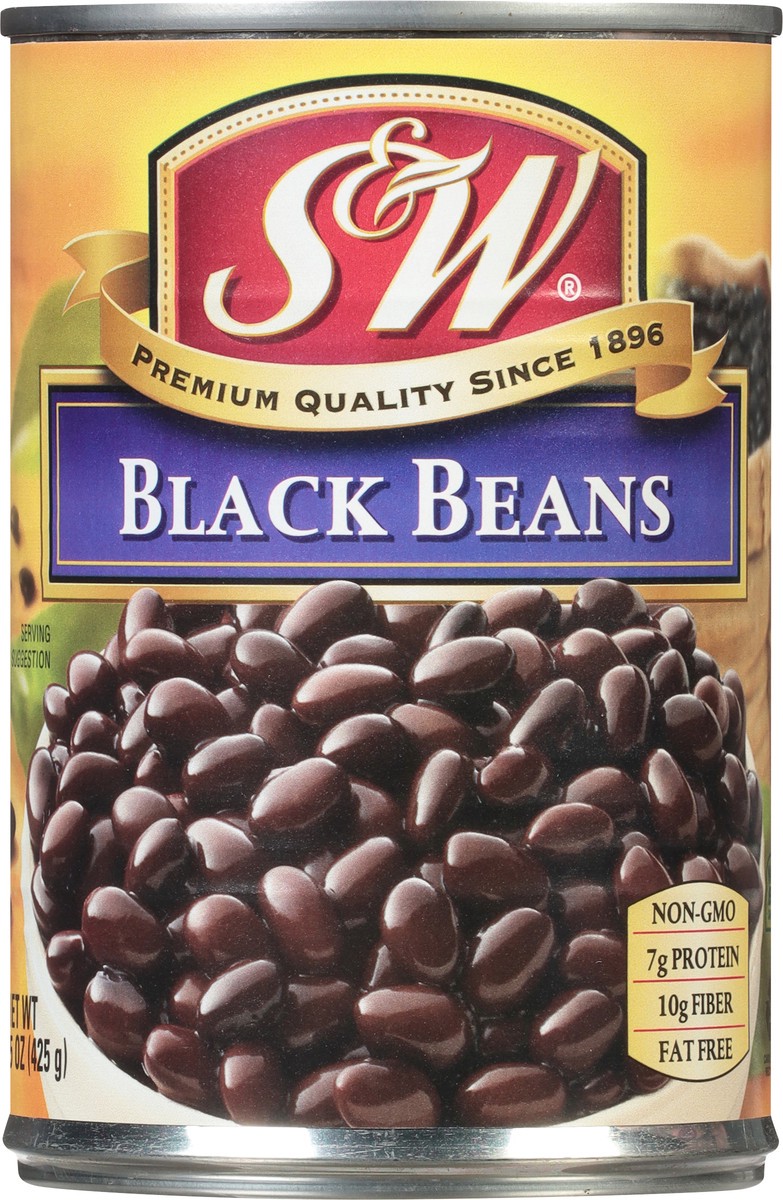 slide 6 of 9, S&W Black Beans 15 oz, 15 oz