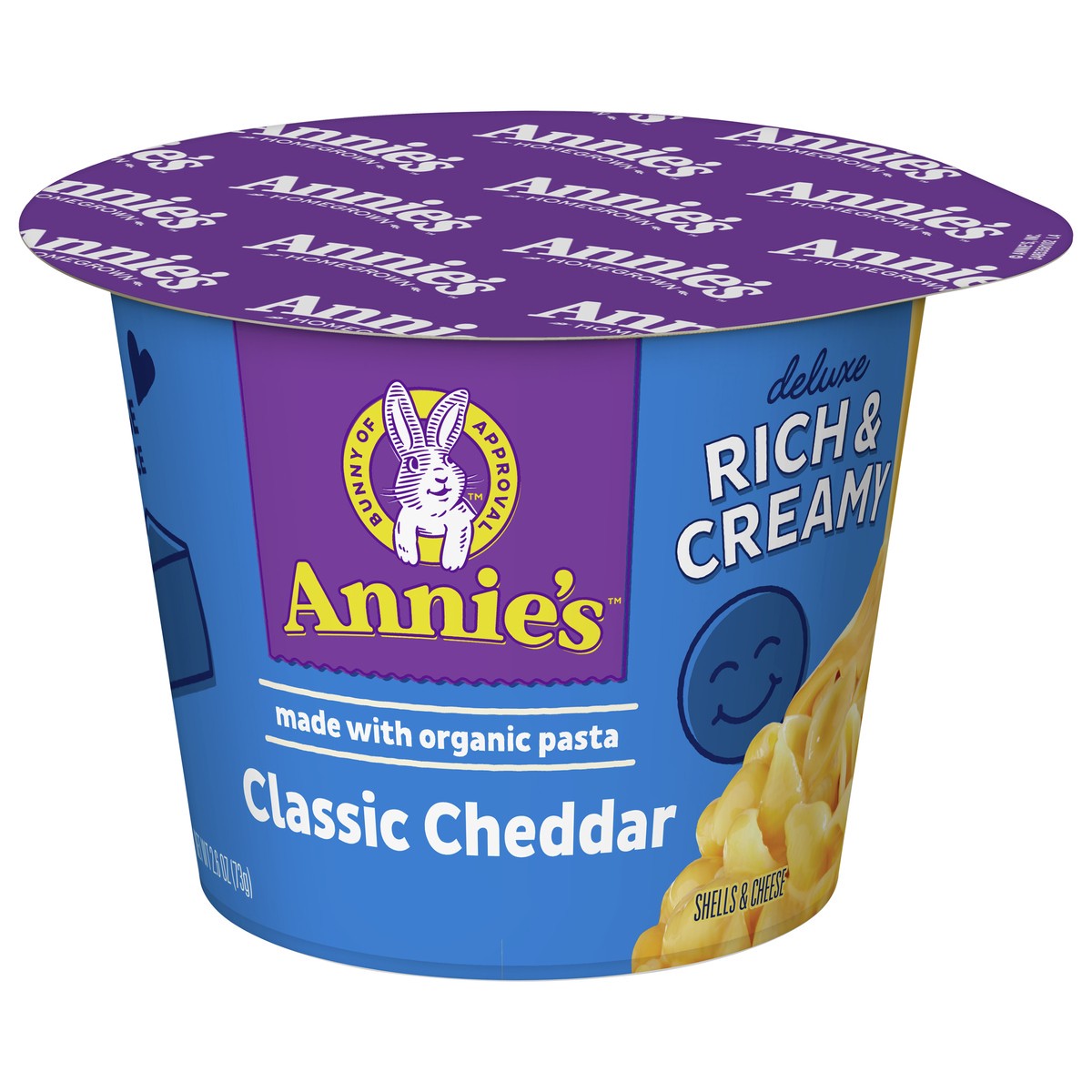 slide 7 of 9, Annie's Microwavable Macaroni and Cheese Cups, Deluxe Rich & Creamy, Shells & Classic Cheddar, 1 Cup, 2.6 oz