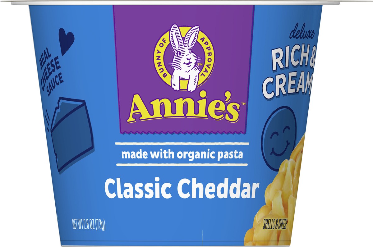 slide 9 of 9, Annie's Microwavable Macaroni and Cheese Cups, Deluxe Rich & Creamy, Shells & Classic Cheddar, 1 Cup, 2.6 oz