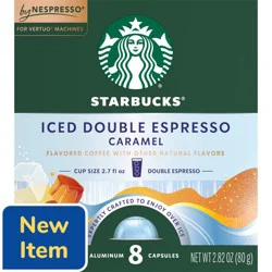 Starbucks by Nespresso Vertuo Pods Iced Double Espresso Caramel Flavored Roast Coffee 100% Arabica