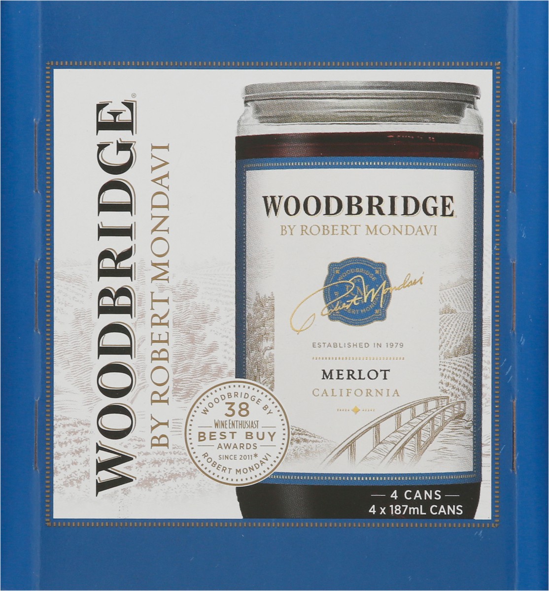 slide 6 of 9, Woodbridge by Robert Mondavi Merlot Red Wine, 4 pk 187 mL Cans, 25.28 fl. oz