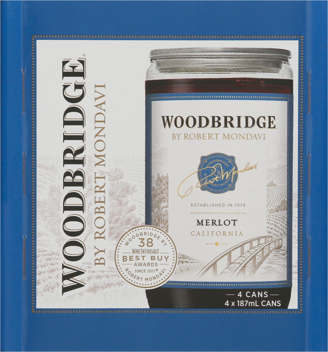 slide 9 of 9, Woodbridge by Robert Mondavi Merlot Red Wine, 4 pk 187 mL Cans, 25.28 fl. oz