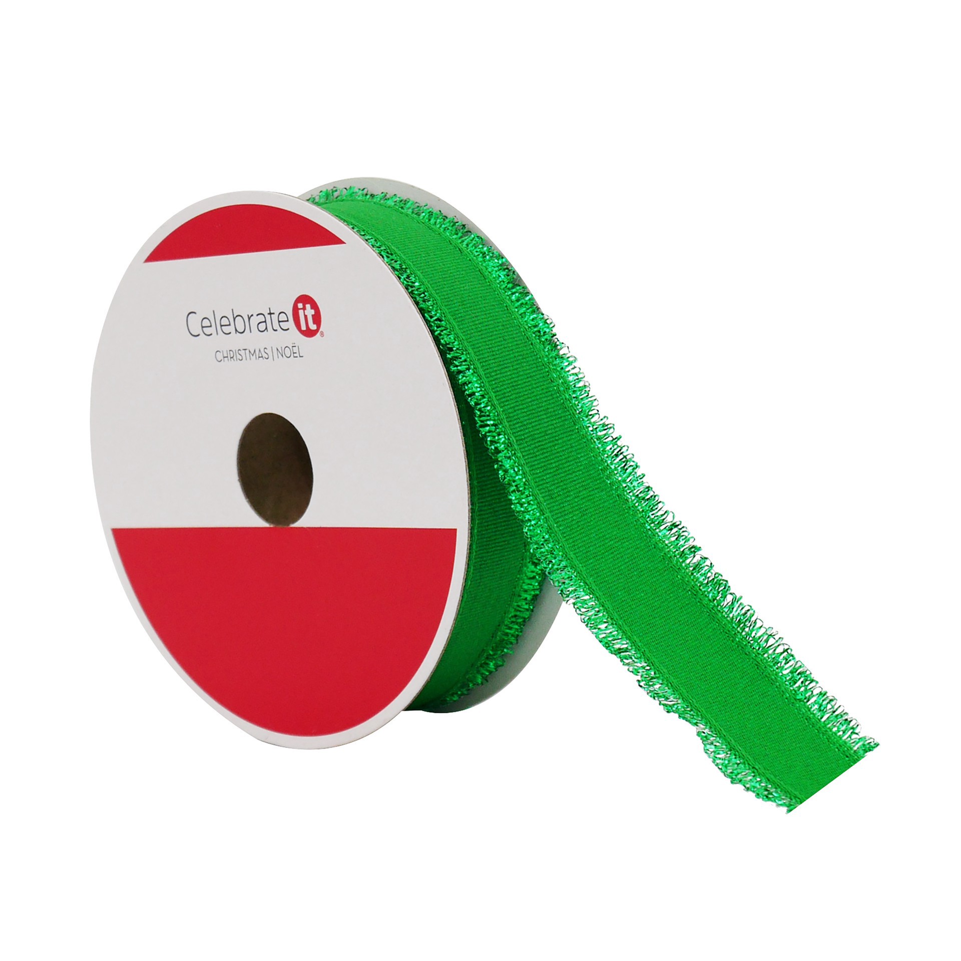 slide 3 of 3, 7/8" X 30ft. Green Tinsel Edged Wired Ribbon By Celebrate It, 7/8 in x 30 ft