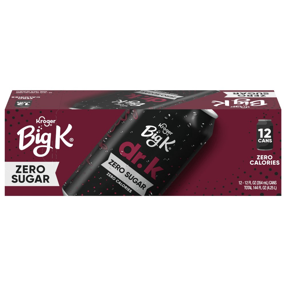 slide 1 of 4, Big K Dr. K Zero Sugar Cola Soda Cans - 12 ct; 12 fl oz, 12 ct; 12 fl oz