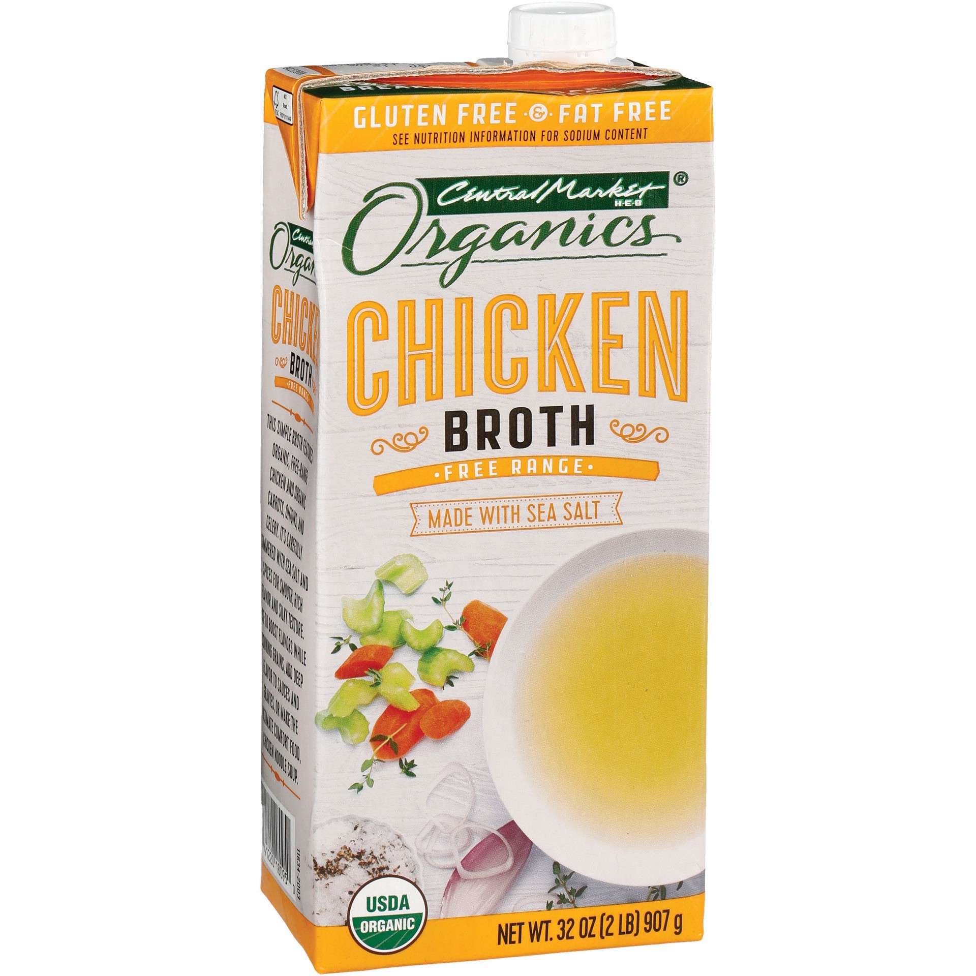 slide 1 of 1, Central Market Organics Free Range Chicken Broth, 32 oz