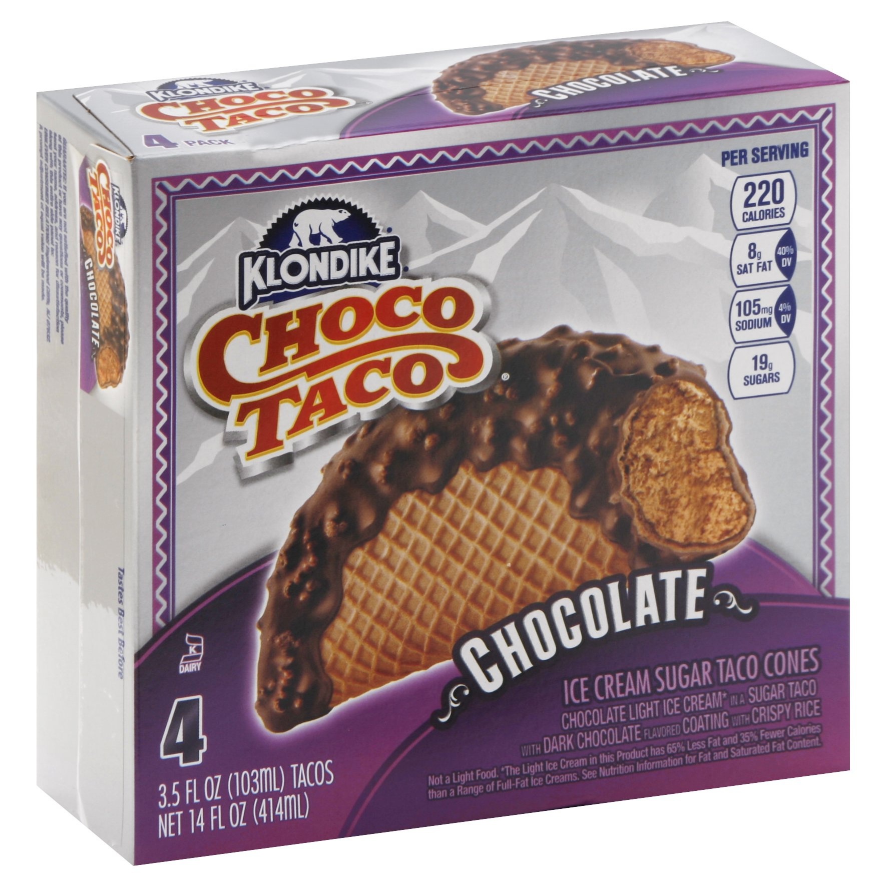 slide 1 of 6, Klondike Chocolate Choco Taco Ice Cream, 4 ct; 14 fl oz