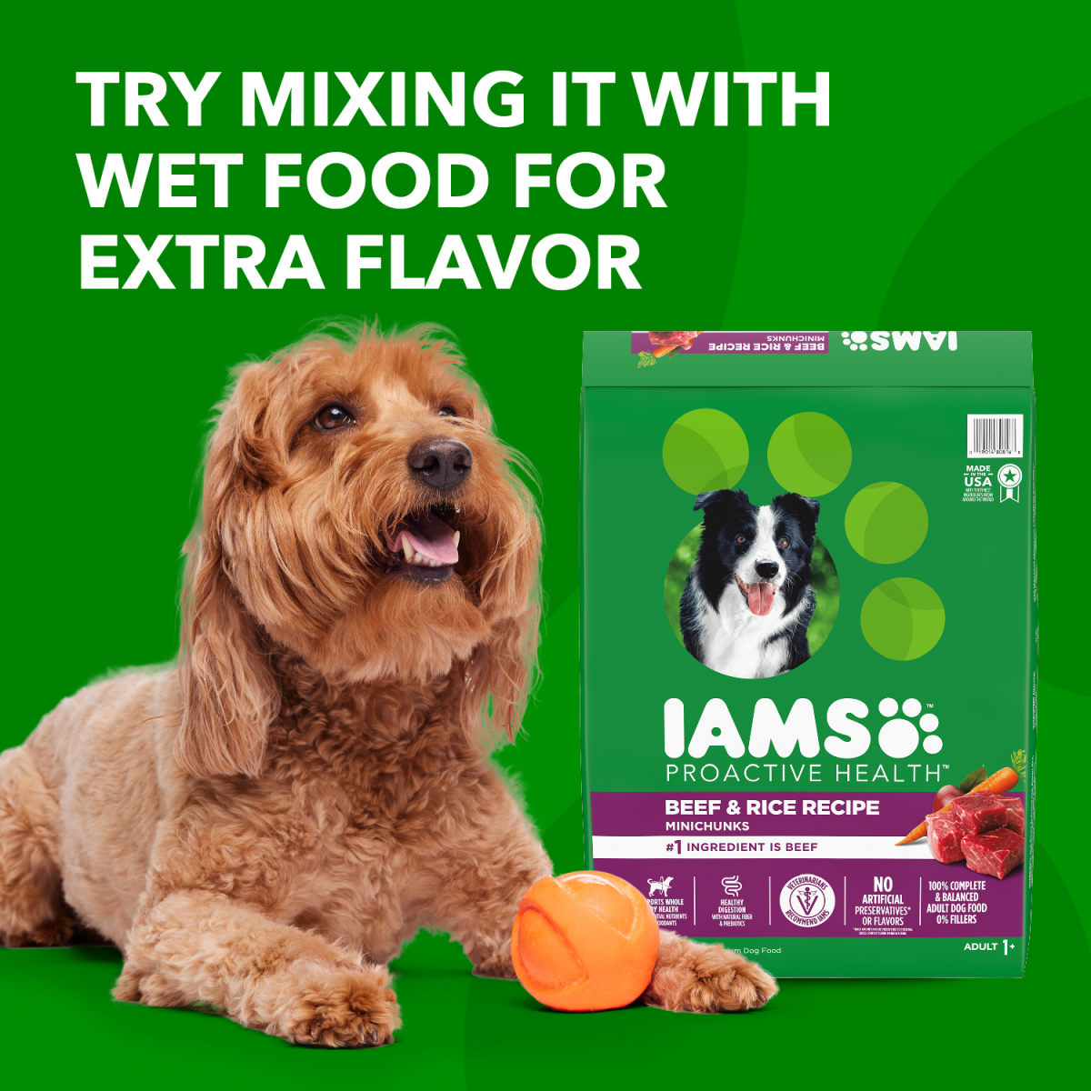 slide 7 of 8, Iams Pah Beef & Rice Dry Dog Food, 15 lb