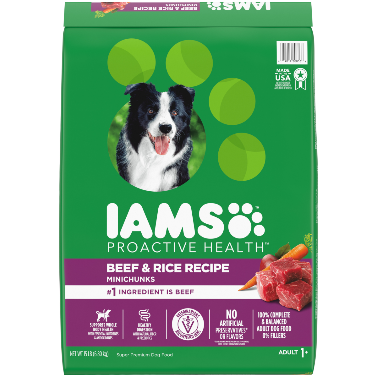 slide 1 of 8, Iams Pah Beef & Rice Dry Dog Food, 15 lb