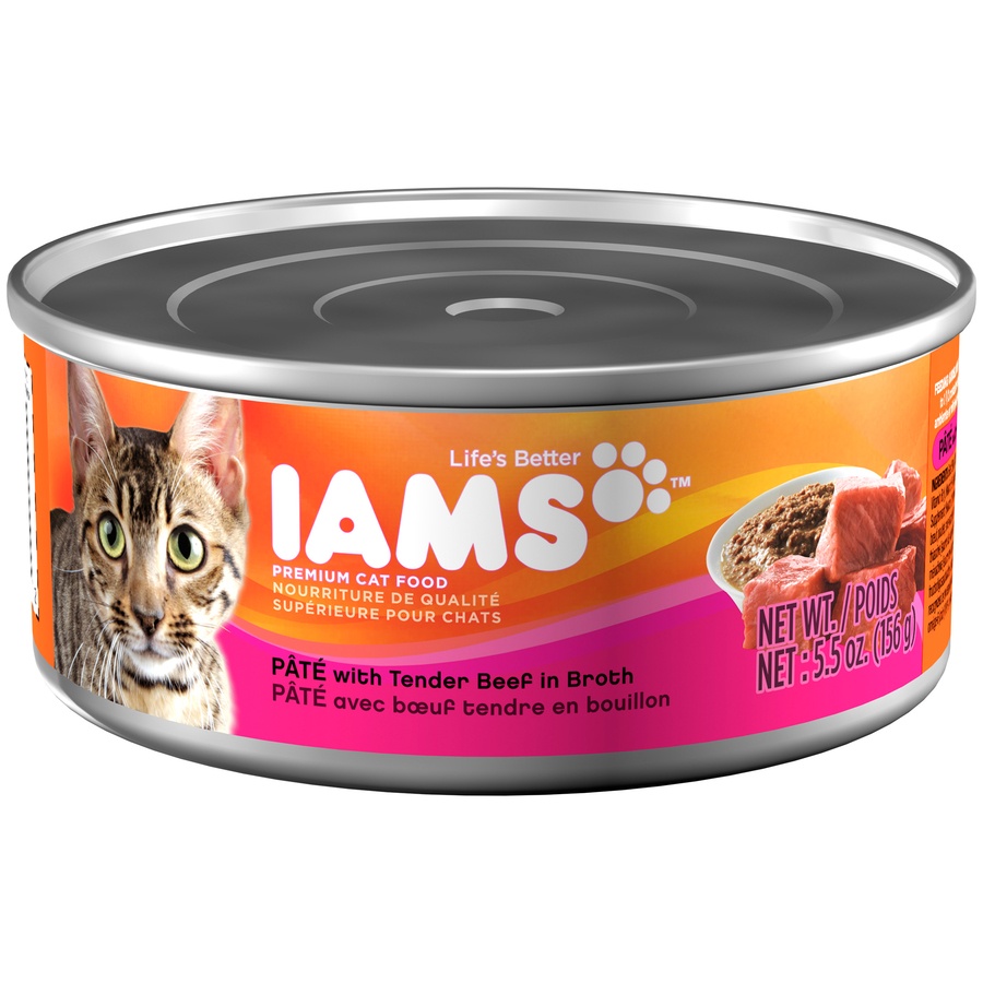 slide 1 of 1, IAMS Pate with Tender Beef in Broth Cat Food, 5.5 oz