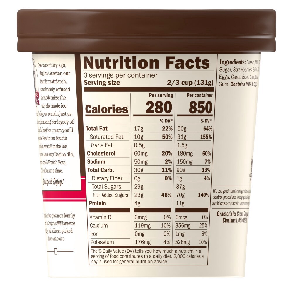 slide 2 of 3, Graeter's Strawberry Ice Cream, 16 oz