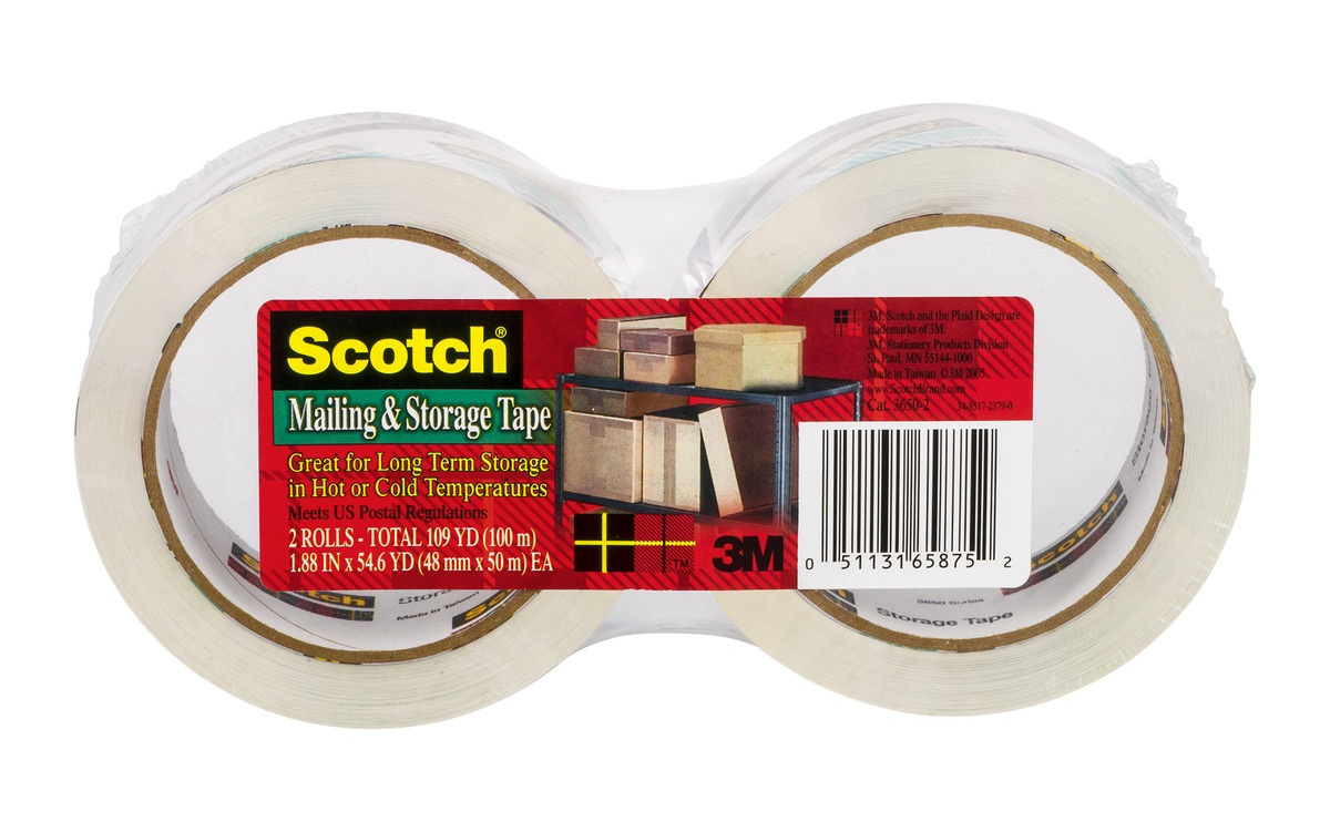 slide 1 of 1, Scotch Long Lasting Moving and Storage Packaging Tape, 1.88 in x 54.6 yd, 2 ct