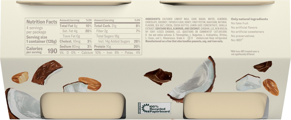 slide 7 of 9, Chobani Yogurt, Almond Coco Loco, Greek, Value 4 Pack, 4 ct