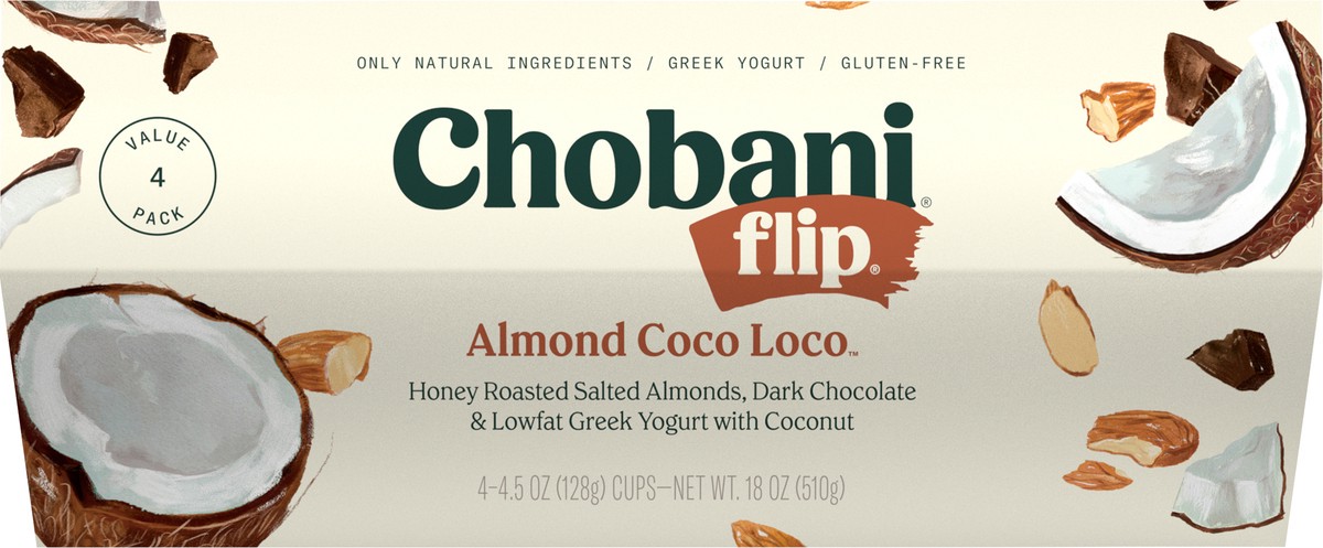 slide 4 of 9, Chobani Yogurt, Almond Coco Loco, Greek, Value 4 Pack, 4 ct