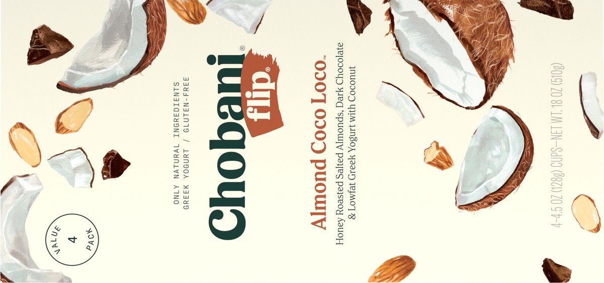 slide 6 of 9, Chobani Yogurt, Almond Coco Loco, Greek, Value 4 Pack, 4 ct