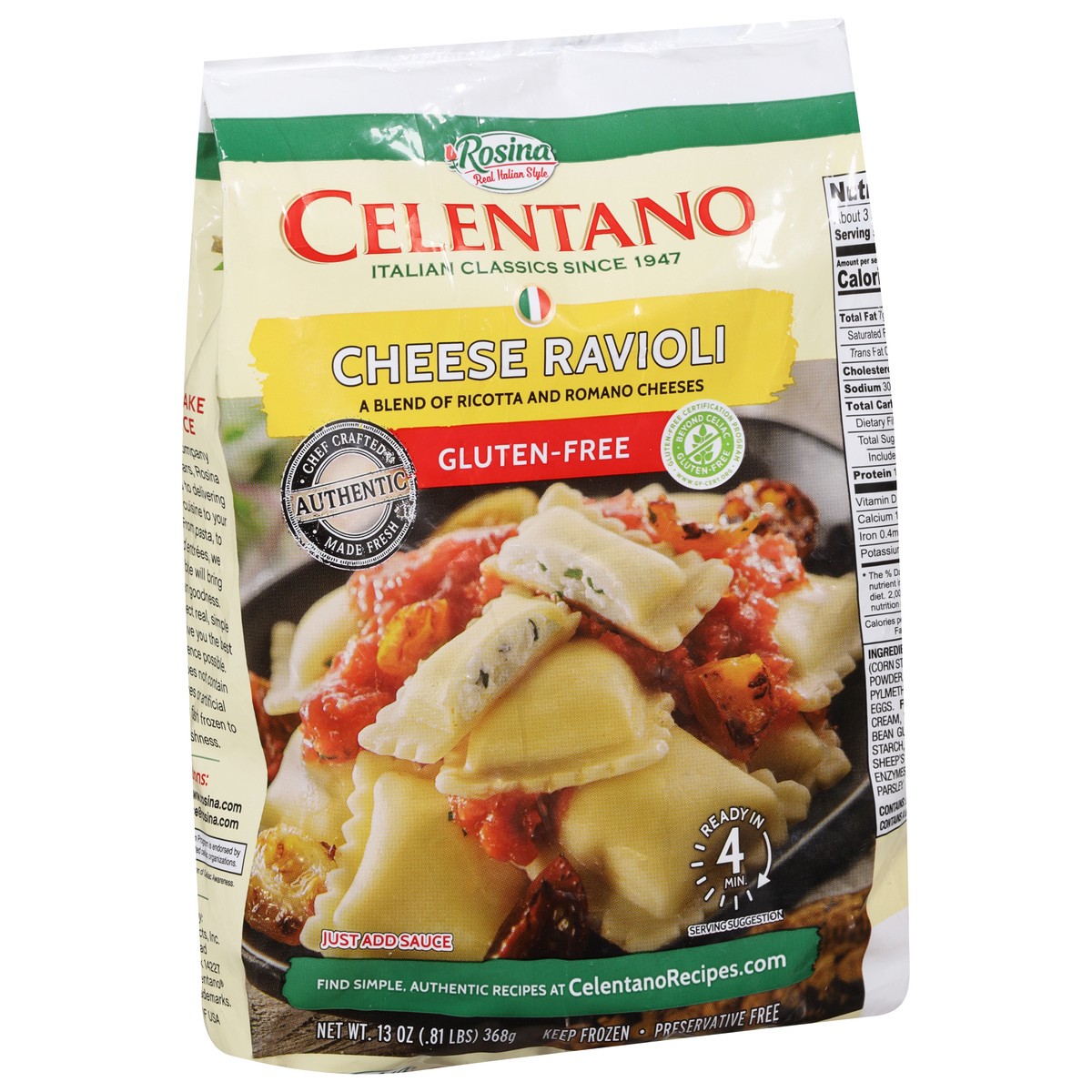 slide 3 of 11, Celentano Gluten Free Cheese Ravioli 13 oz, 13 oz