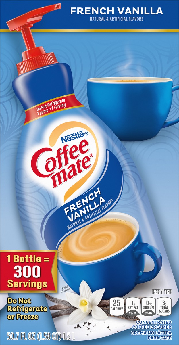 slide 6 of 9, Coffee-Mate Concentrated French Vanilla Coffee Creamer 1 50.7 fl oz, 50.7 fl oz